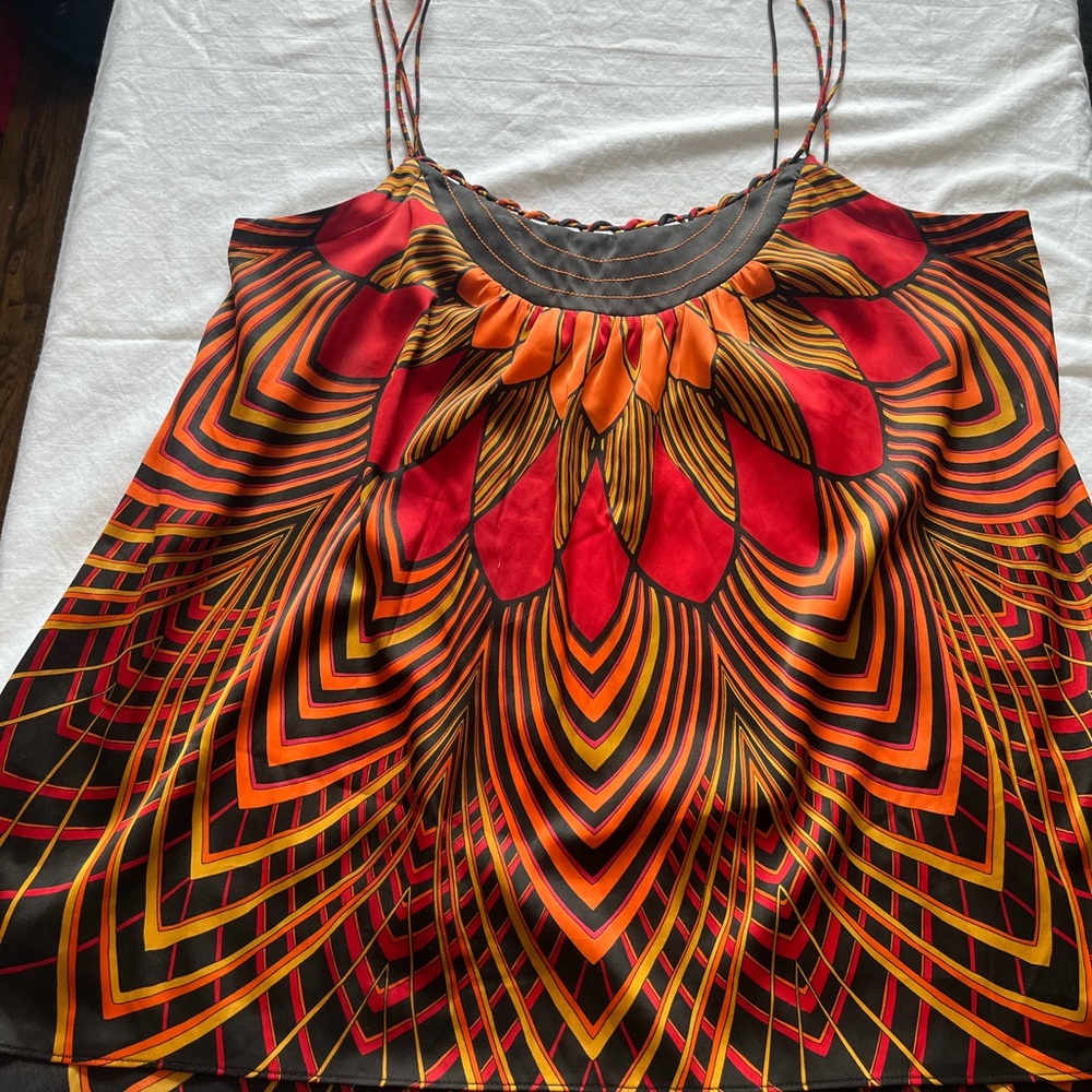 Nicole Miller Relaxed Graphic Red and Orange Camisole